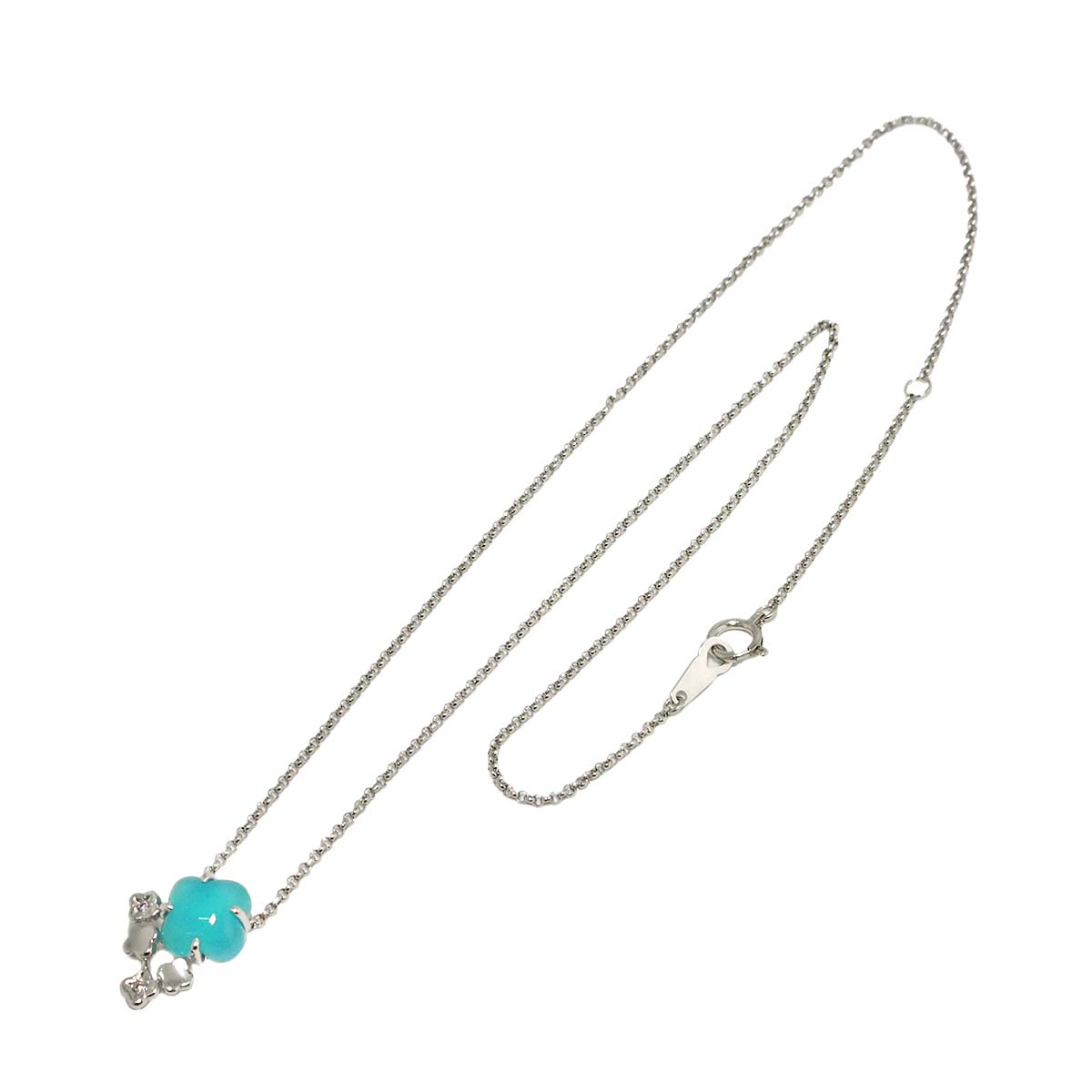 Chalcedony Diamond 0.01ct Necklace 18K WG White Gold 750