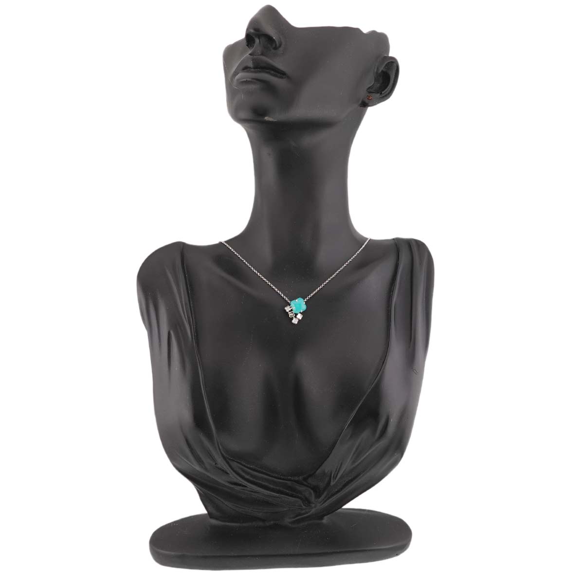 Chalcedony Diamond 0.01ct Necklace 18K WG White Gold 750