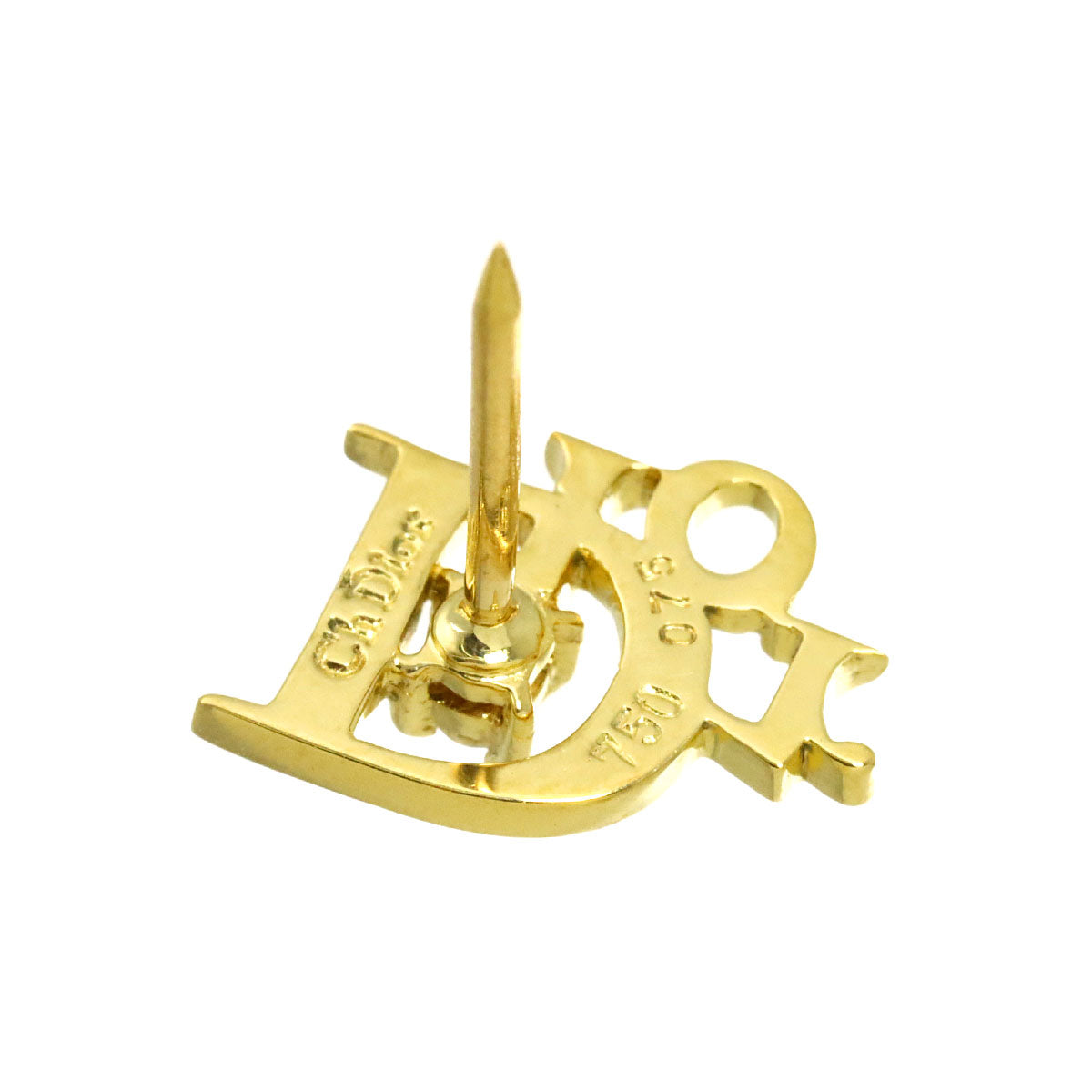 Logo Diamond Pin Brooch 18K YG 750