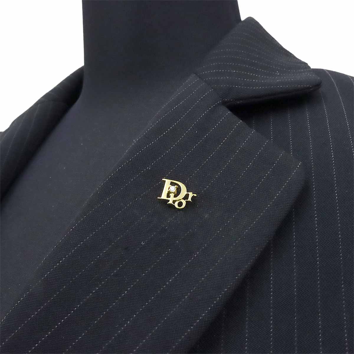 Logo Diamond Pin Brooch 18K YG 750