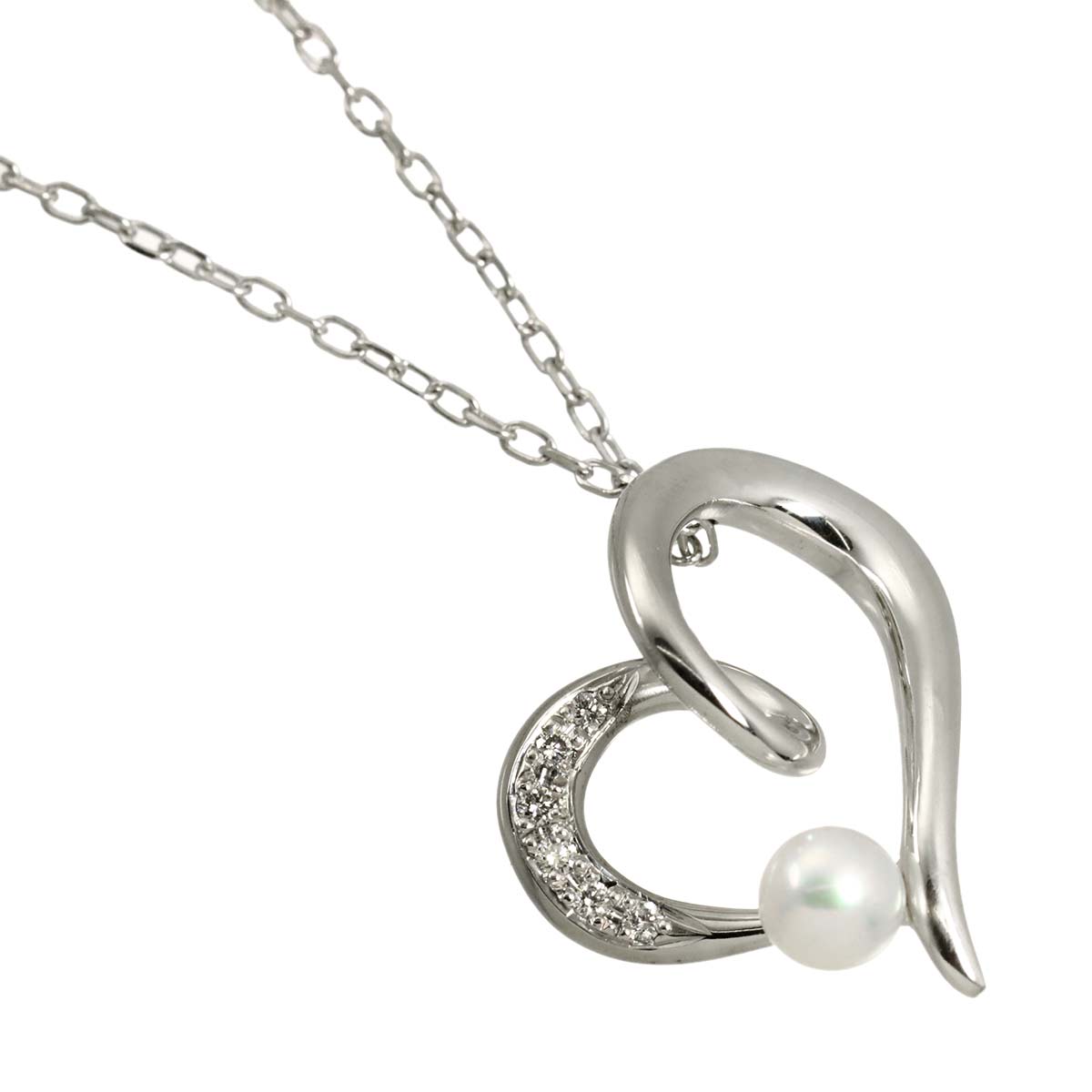 Akoya Pearl 4.4mm Diamond Necklace 18K WG 750