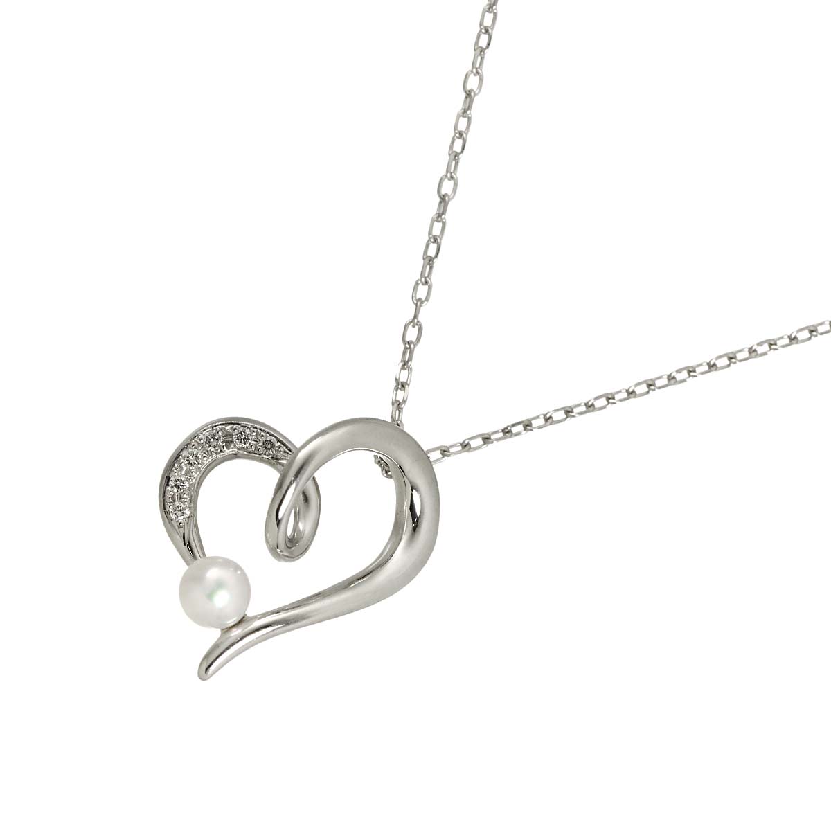 Akoya Pearl 4.4mm Diamond Necklace 18K WG 750