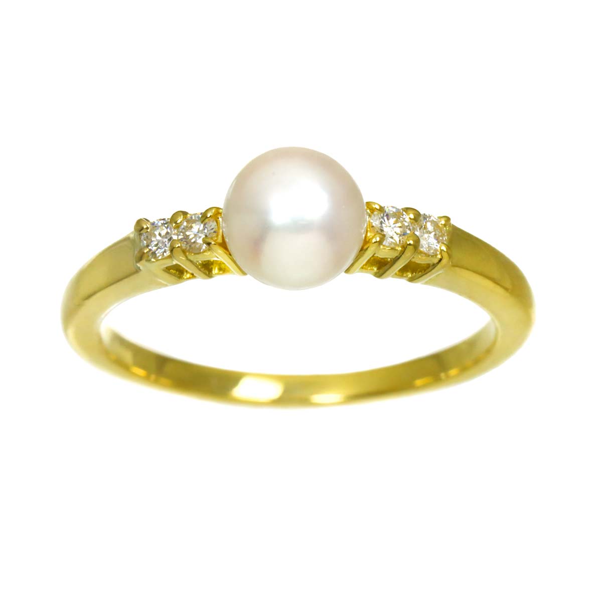 Akoya Pearl 5.7mm Diamond Ring 18K YG 750 Size5.25(US)