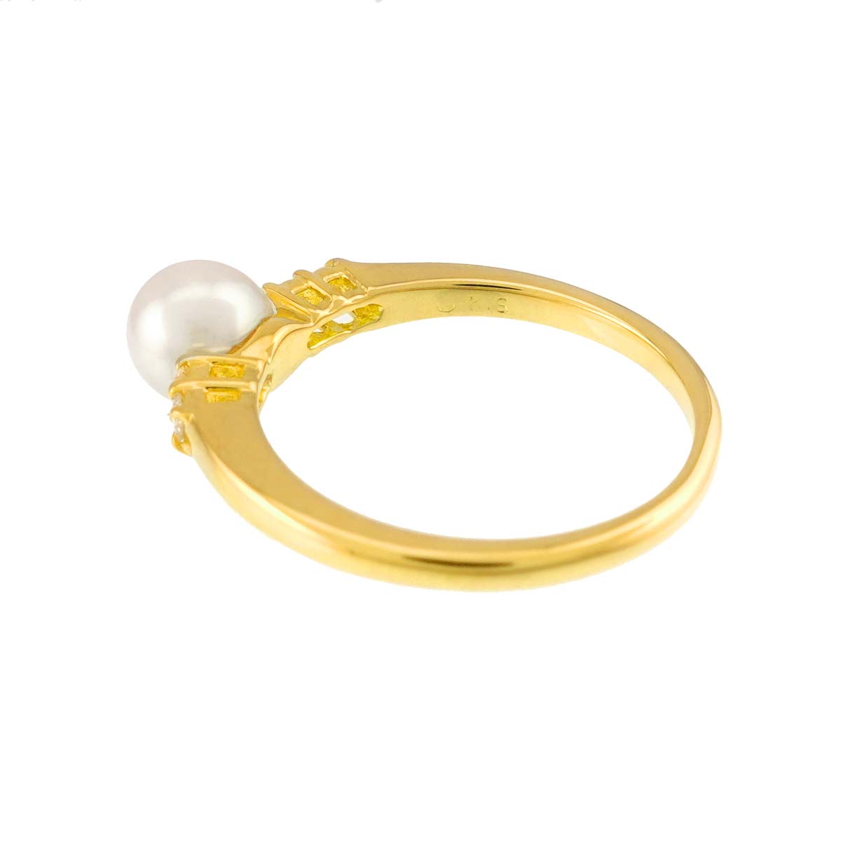 Akoya Pearl 5.7mm Diamond Ring 18K YG 750 Size5.25(US)