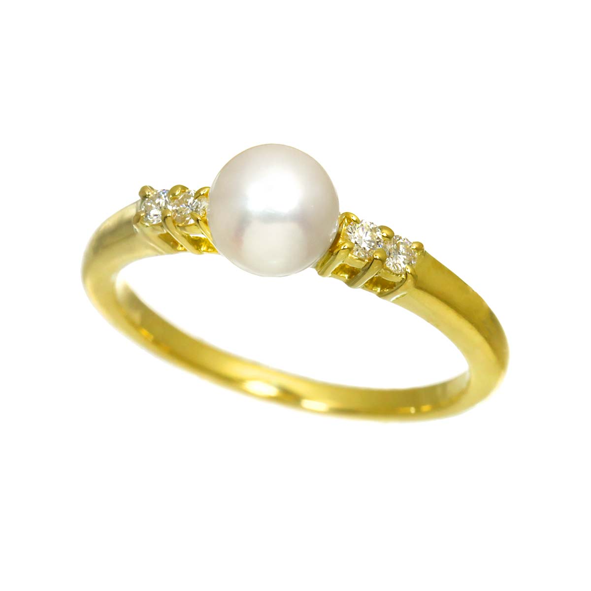 Akoya Pearl 5.7mm Diamond Ring 18K YG 750 Size5.25(US)