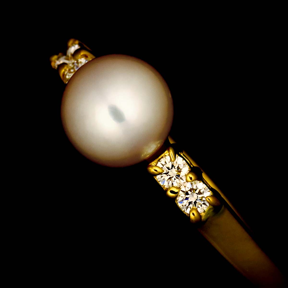 Akoya Pearl 5.7mm Diamond Ring 18K YG 750 Size5.25(US)