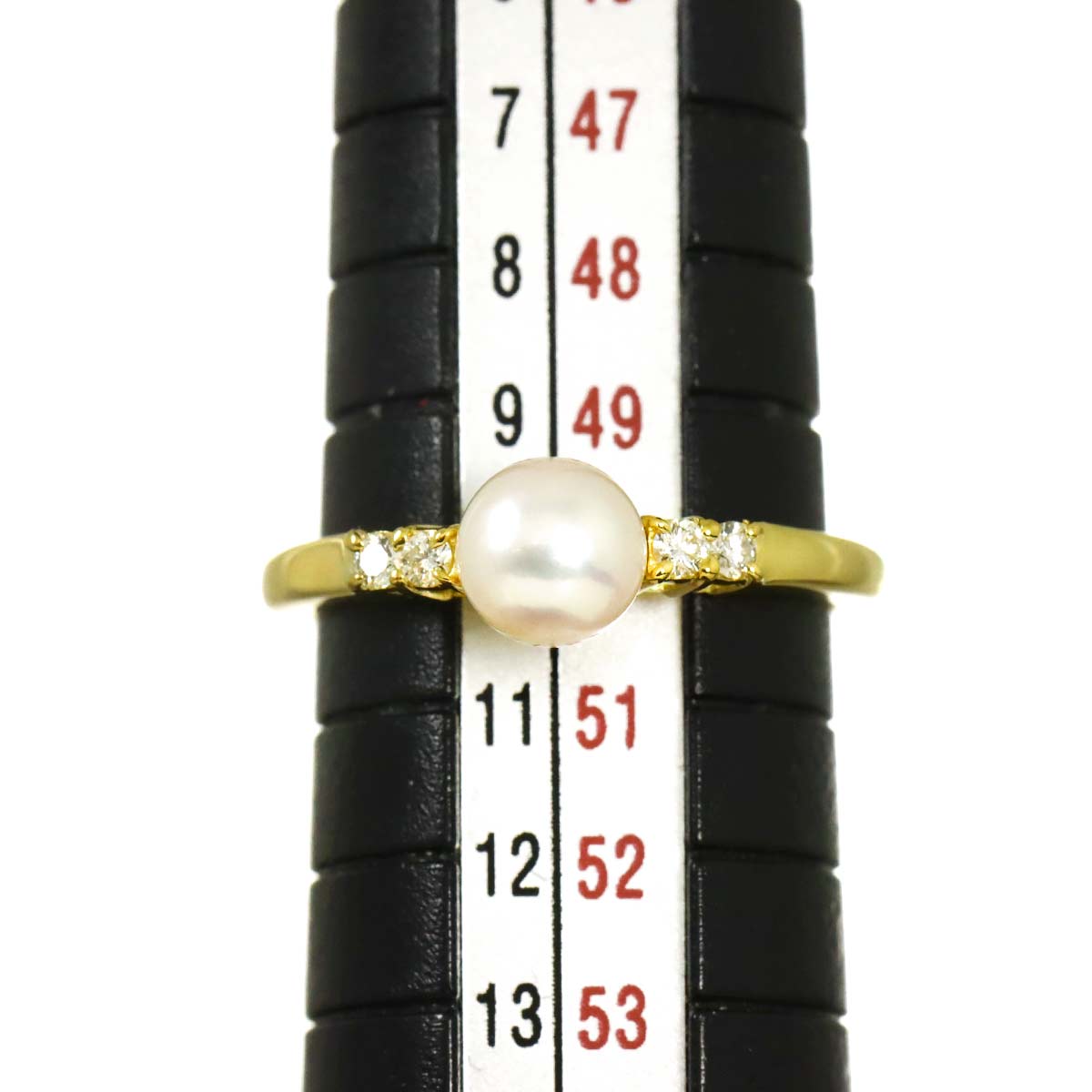 Akoya Pearl 5.7mm Diamond Ring 18K YG 750 Size5.25(US)