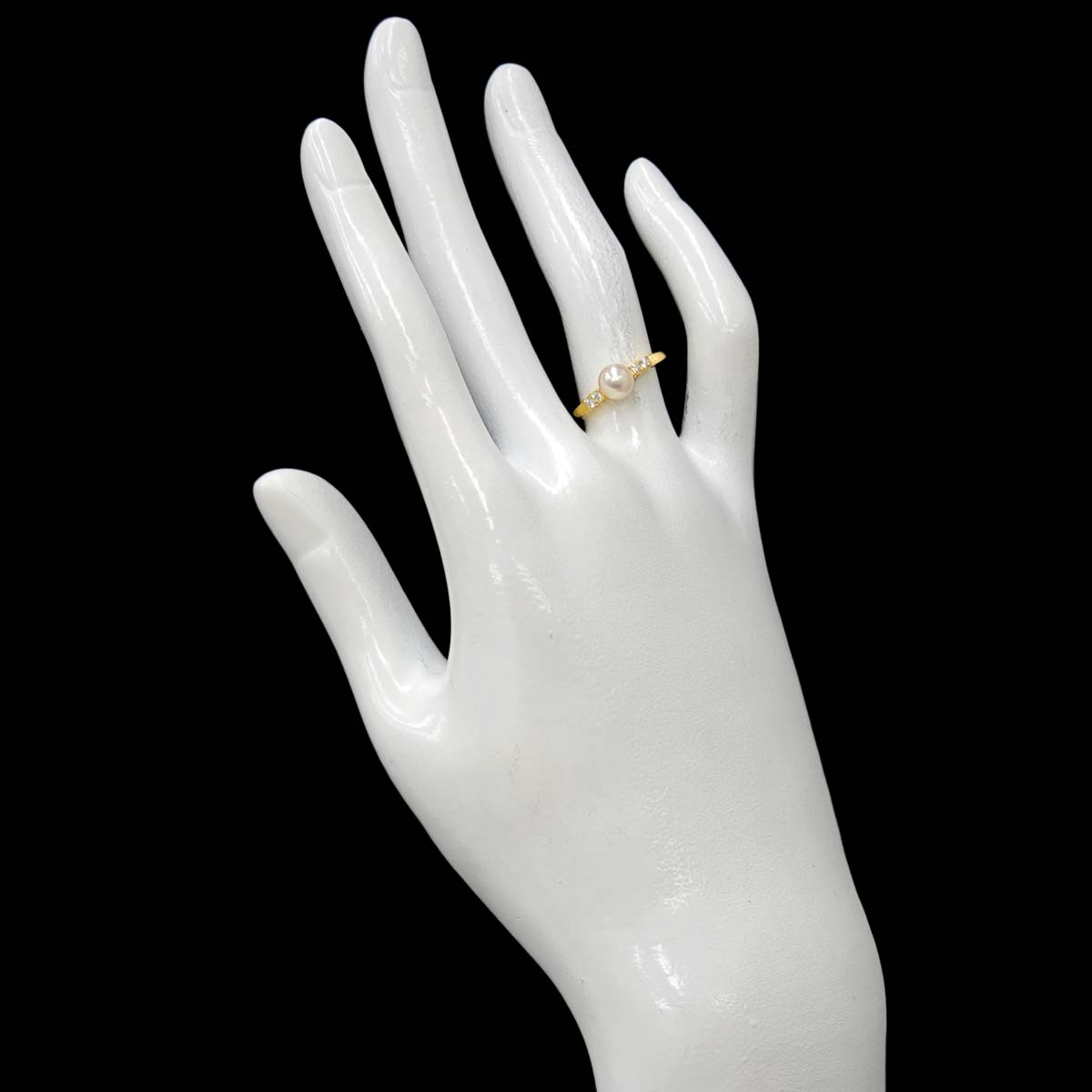 Akoya Pearl 5.7mm Diamond Ring 18K YG 750 Size5.25(US)