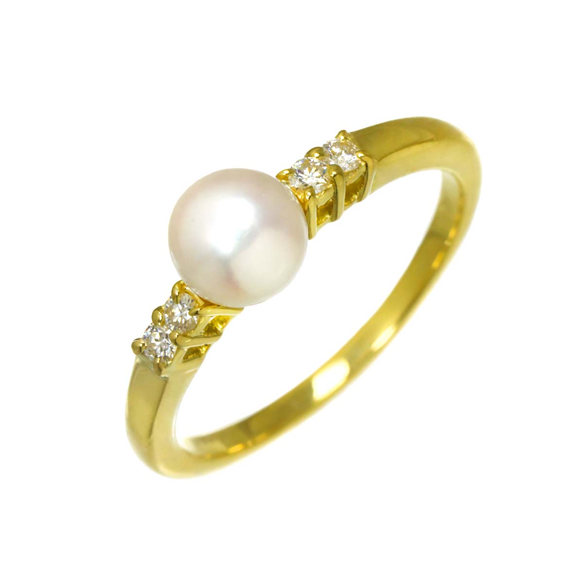 Akoya Pearl 5.7mm Diamond Ring 18K YG 750 Size5.25(US)