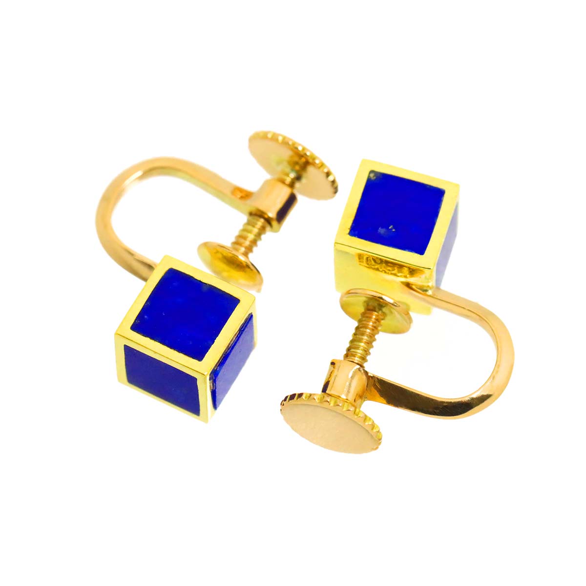 Lapis Lazuli Earrings 18K Yellow Pink Gold 750