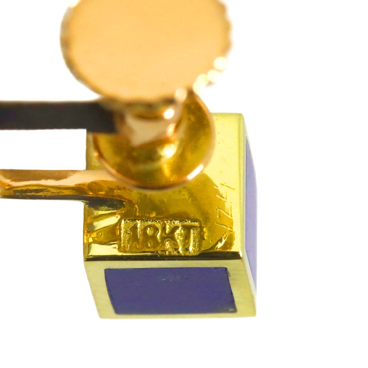 Lapis Lazuli Earrings 18K Yellow Pink Gold 750