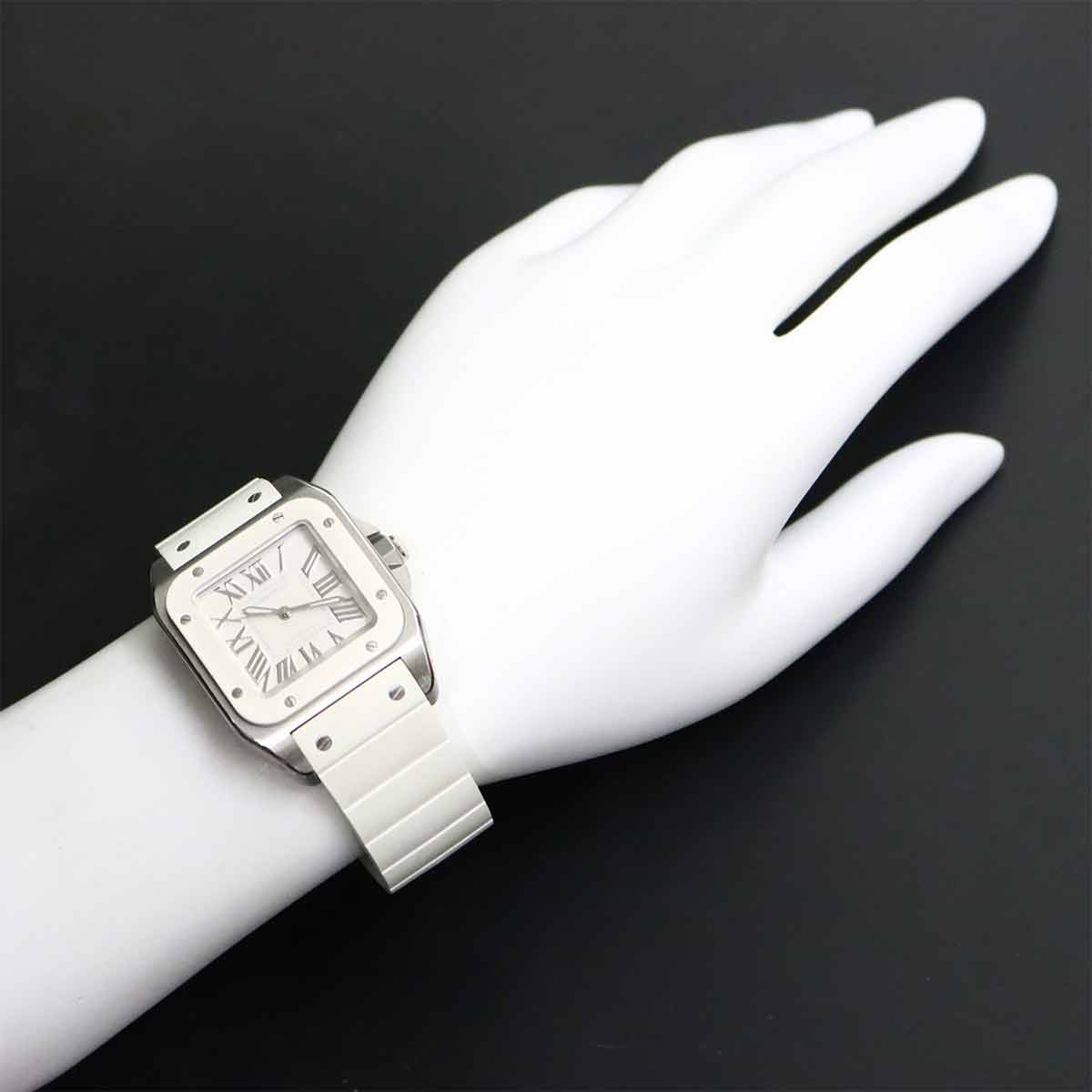 Santos 100 MM W20122U2 Automatic White Dial Boys Watch
