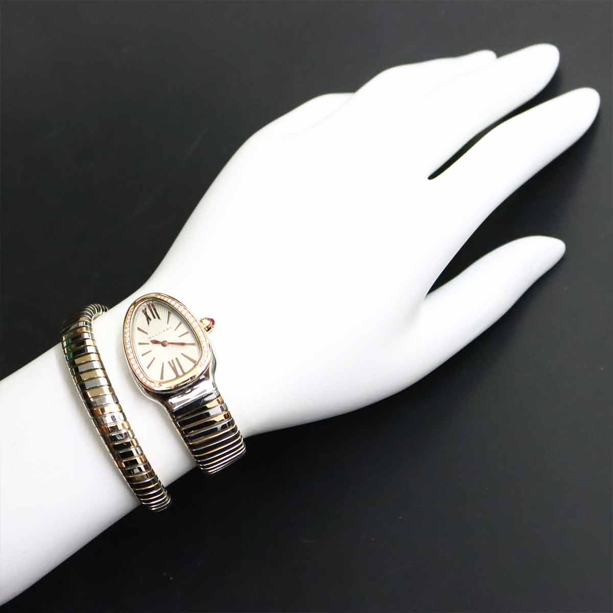 Serpenti Tubogas SP35SPG Quartz K18PG Quartz Silver Dial
