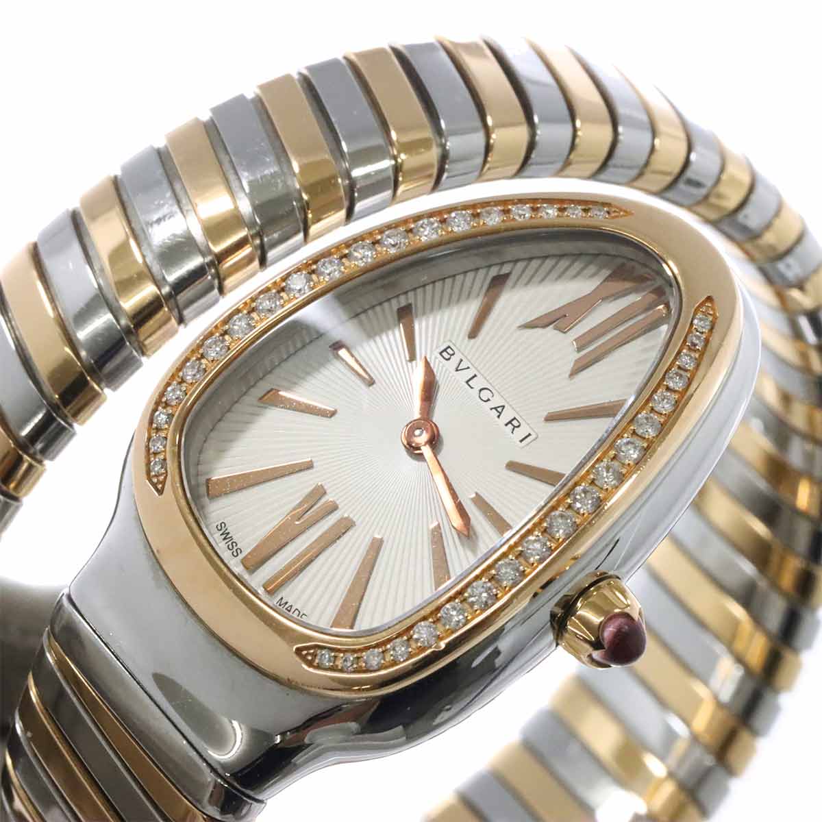 Serpenti Tubogas SP35SPG Quartz K18PG Quartz Silver Dial