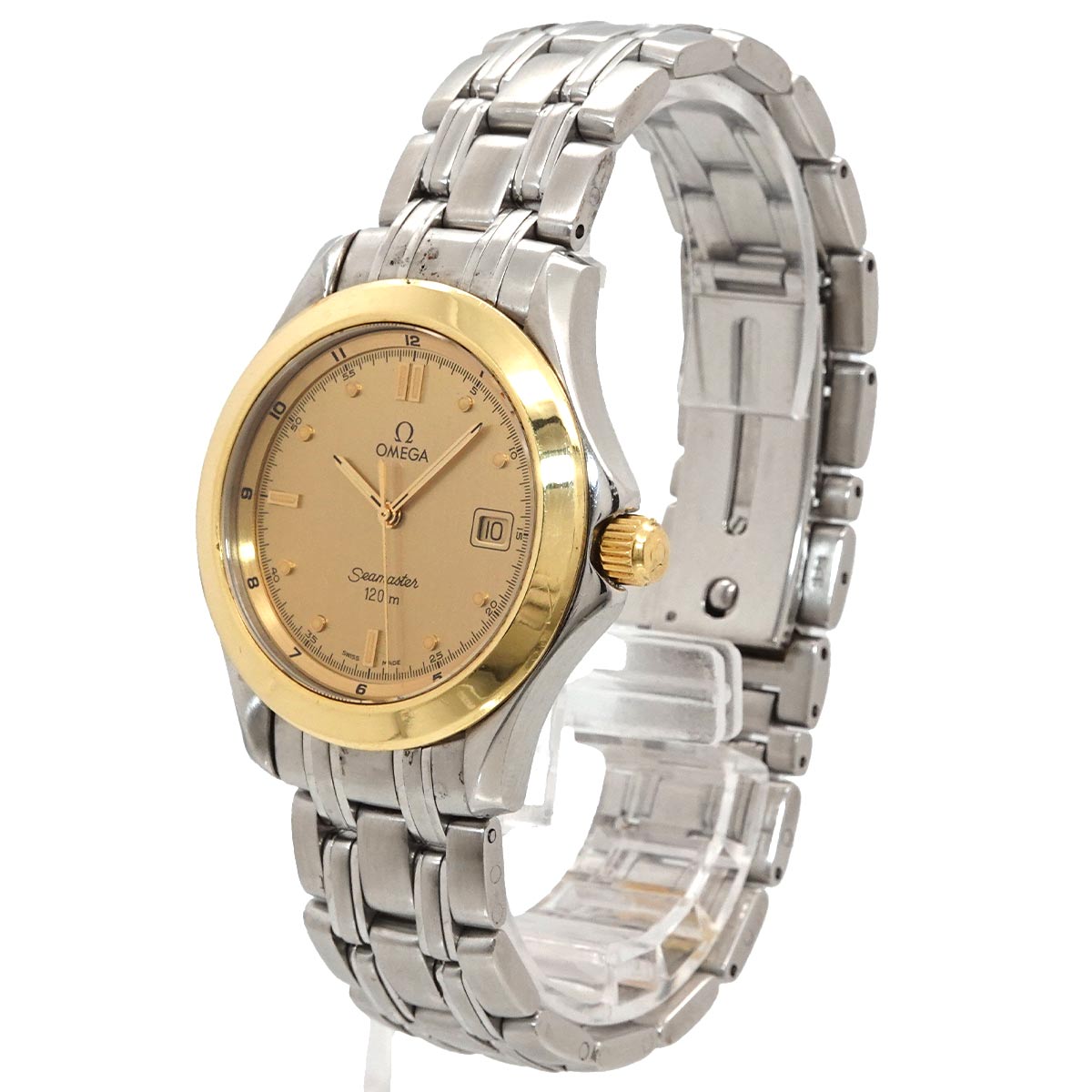 Seamaster 2411 10 Quartz Date YG Gold Dial Mens Watch