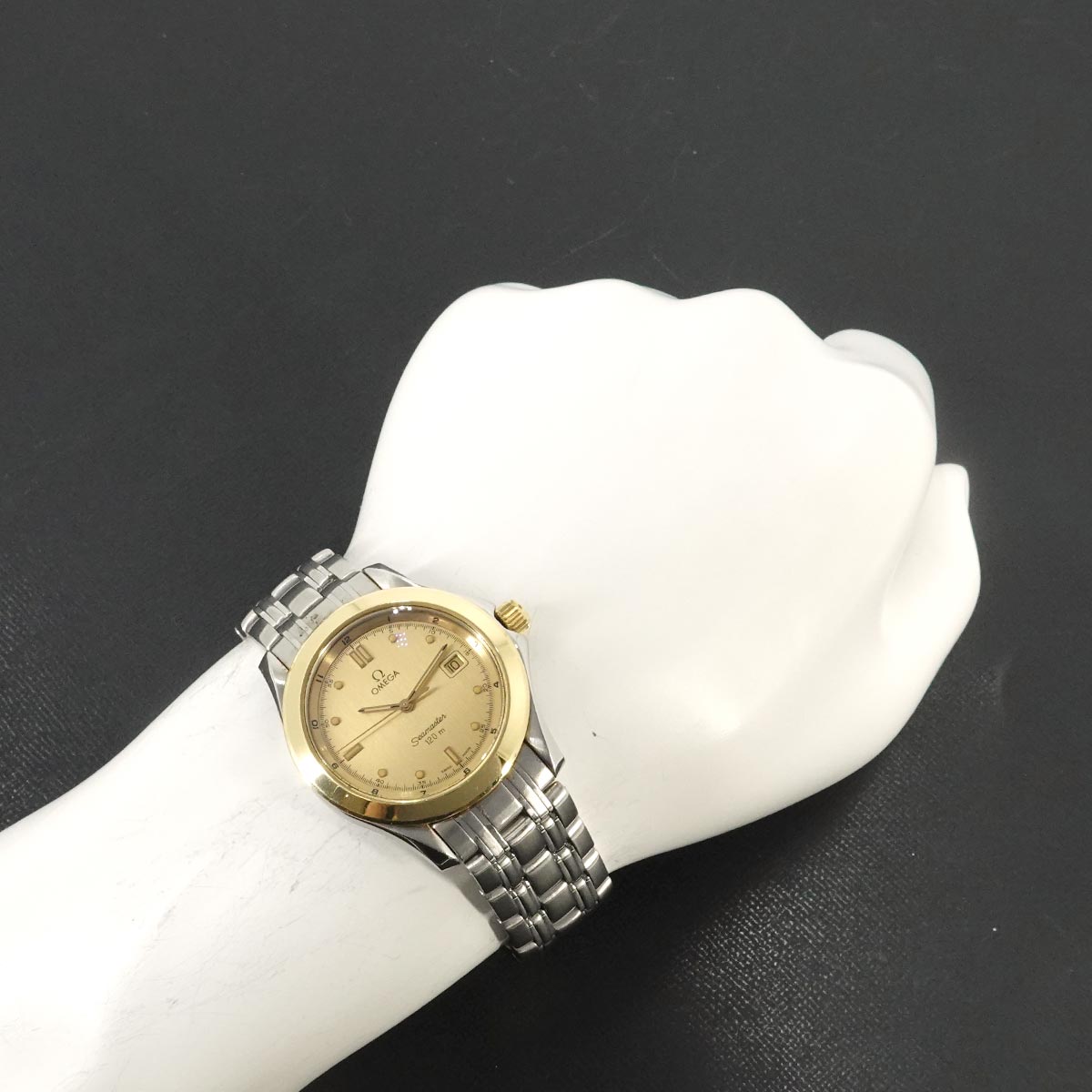 Seamaster 2411 10 Quartz Date YG Gold Dial Mens Watch