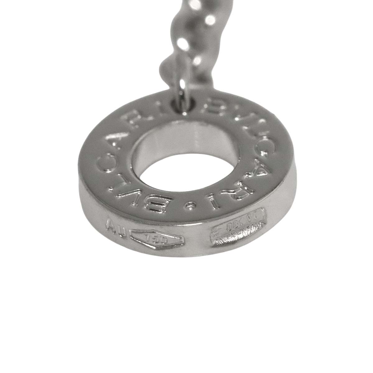 Double Logo Diamond Onyx Necklace 18K White Gold 750