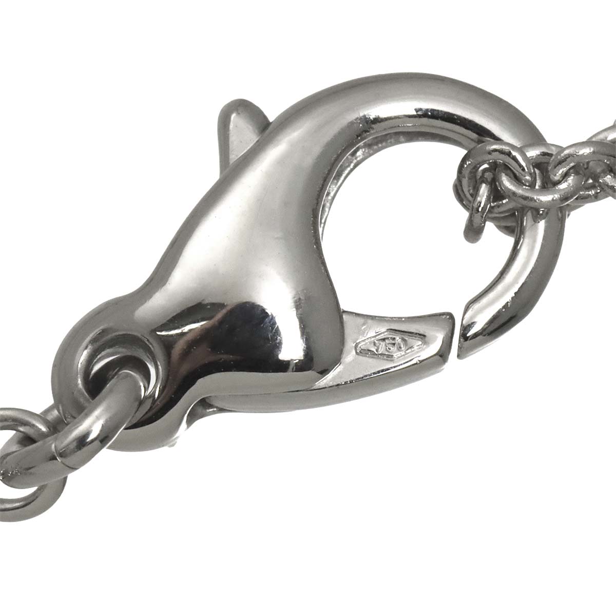 Double Logo Diamond Onyx Necklace 18K White Gold 750