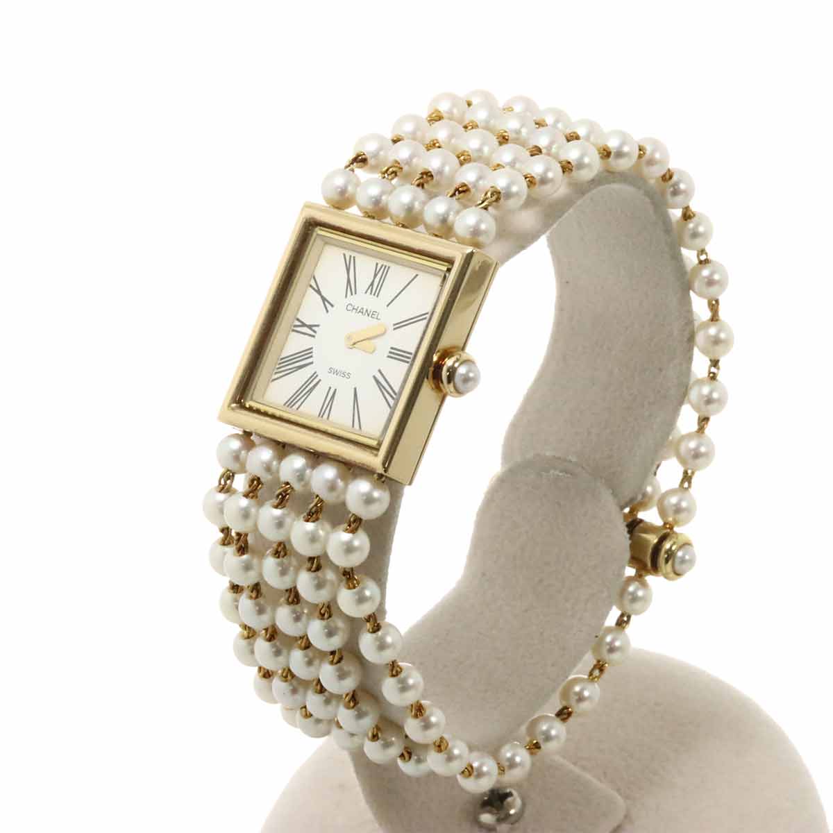 Mademoiselle Pearl Bracelet H0007 750 YG White Dial Ladies
