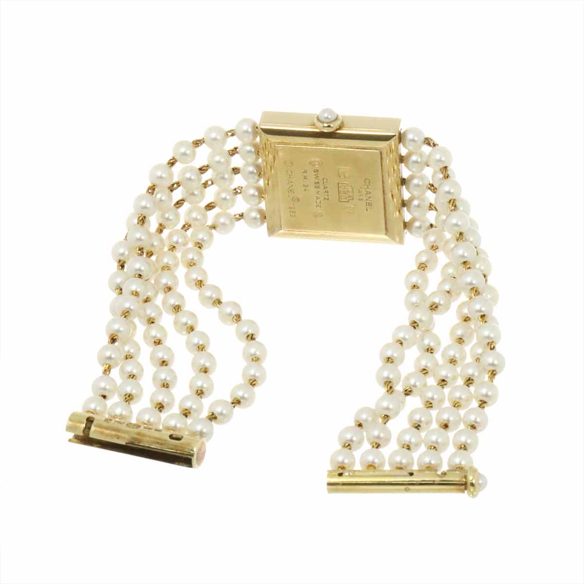 Mademoiselle Pearl Bracelet H0007 750 YG White Dial Ladies