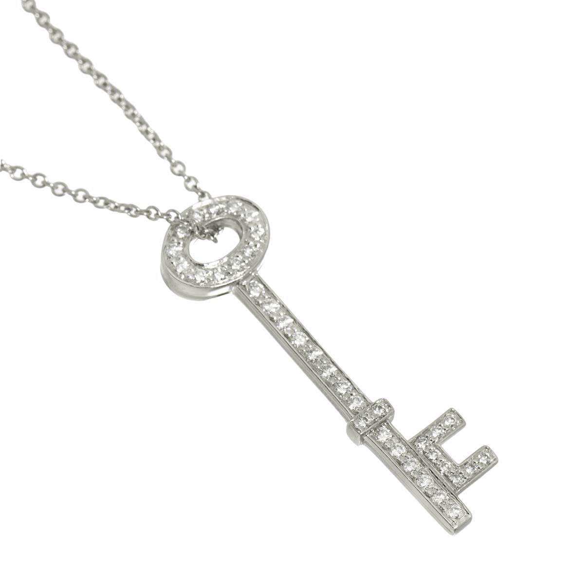 Oval Key Diamond Necklace Platinum