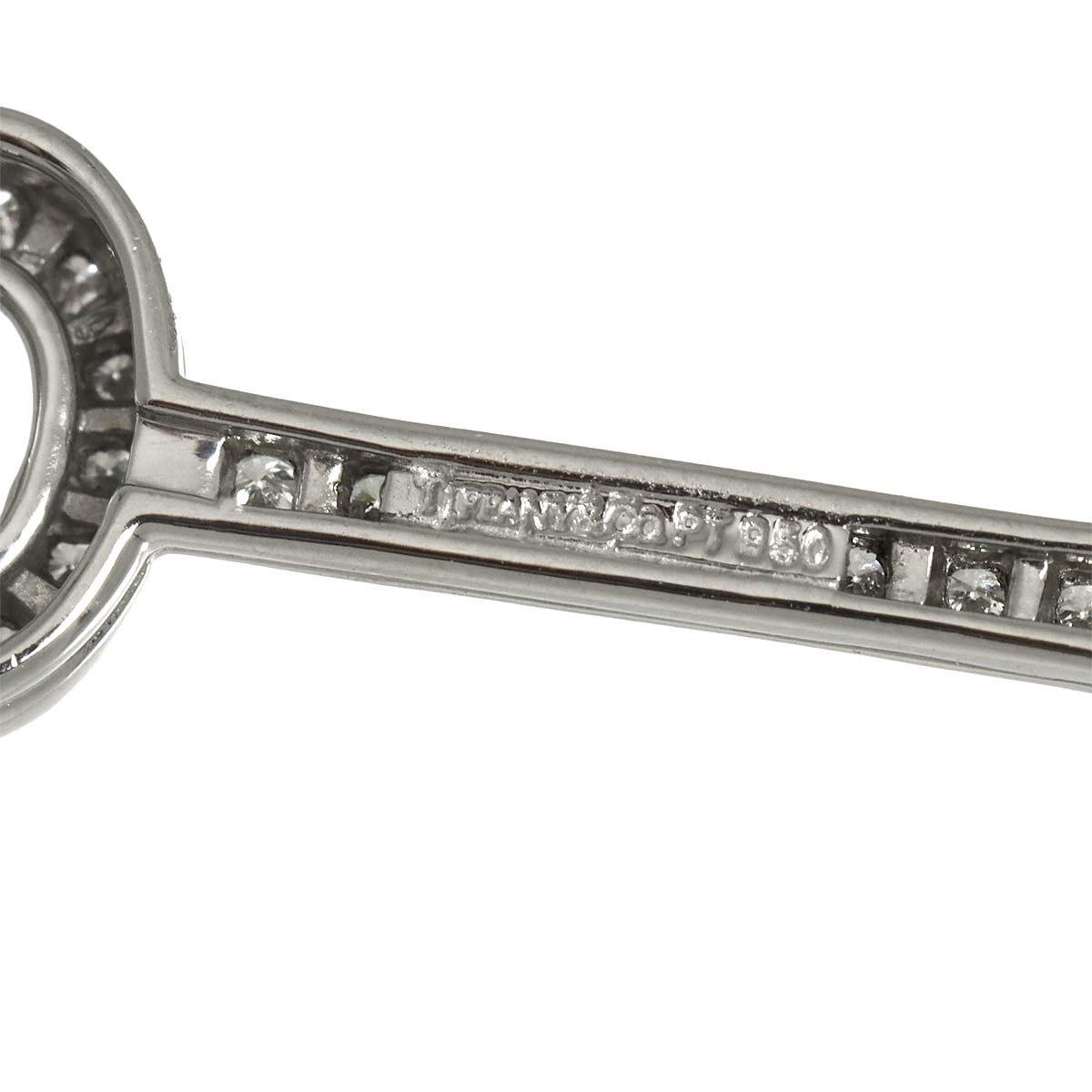 Oval Key Diamond Necklace Platinum