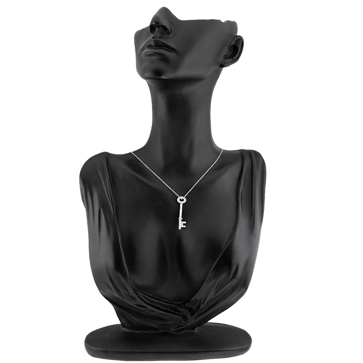 Oval Key Diamond Necklace Platinum