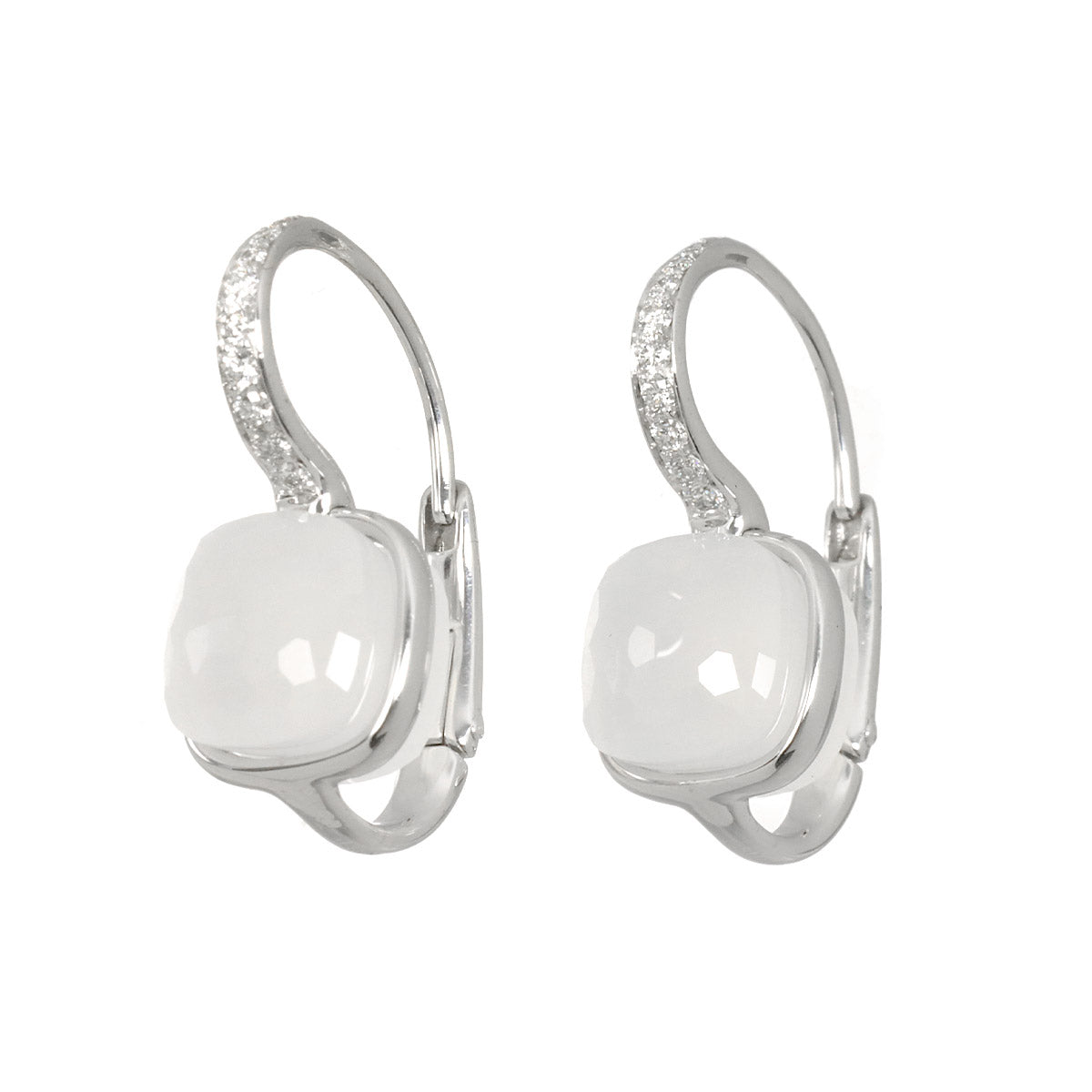 Quartz Diamond Earrings Pierced 18K WG 750