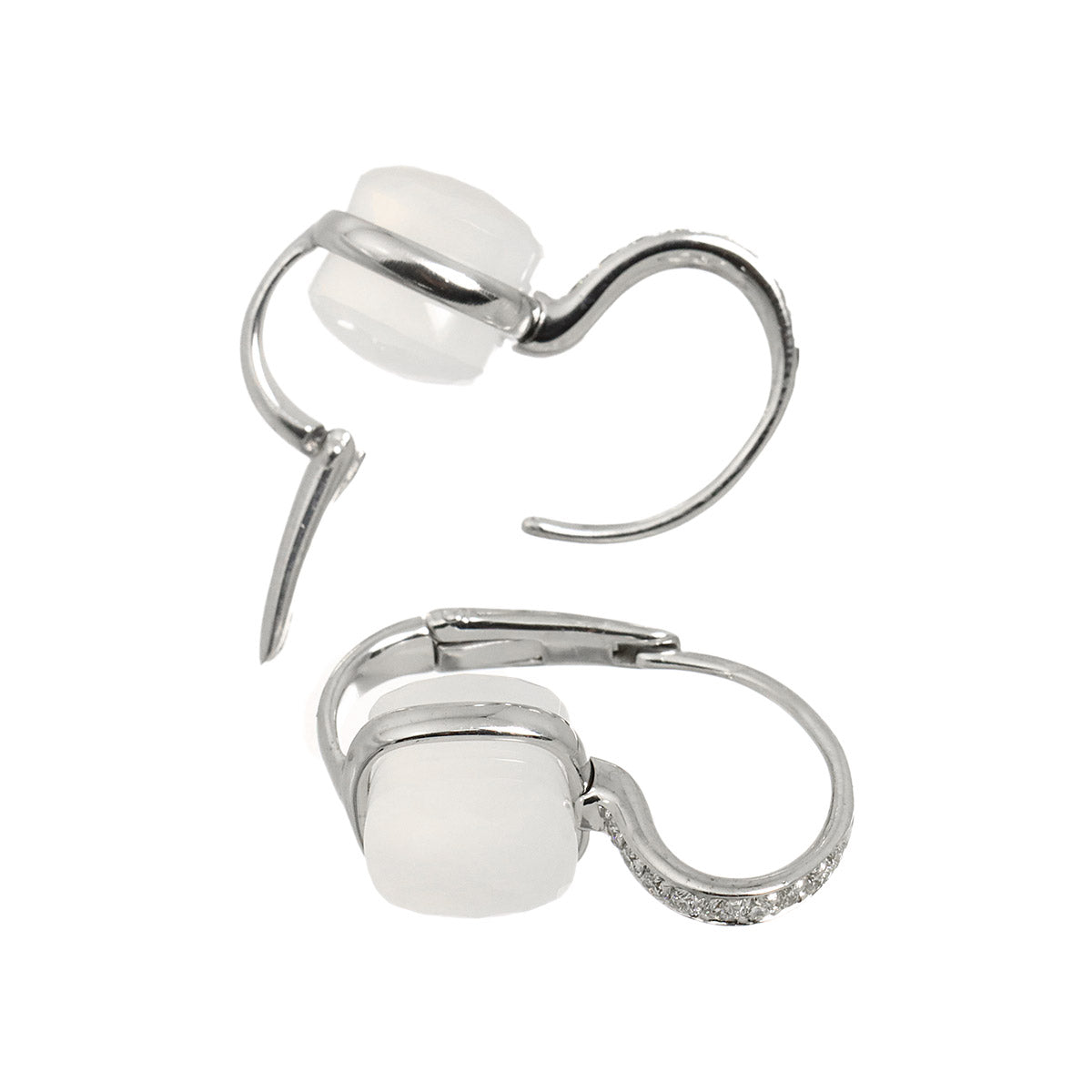 Quartz Diamond Earrings Pierced 18K WG 750
