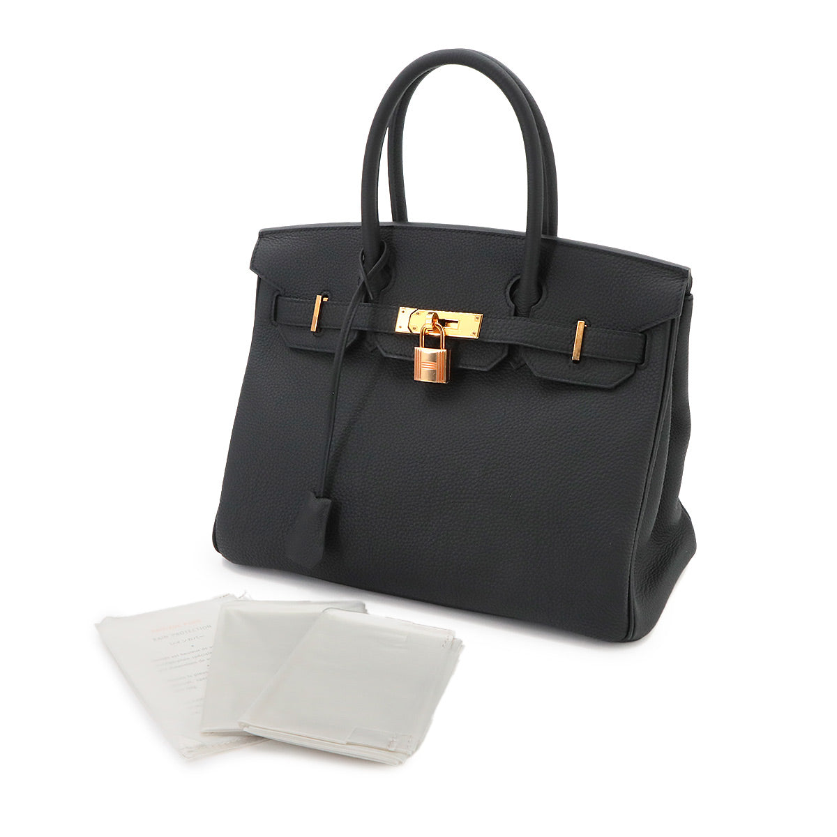 Birkin 30 Togo Leather Black Hand Bag Purse