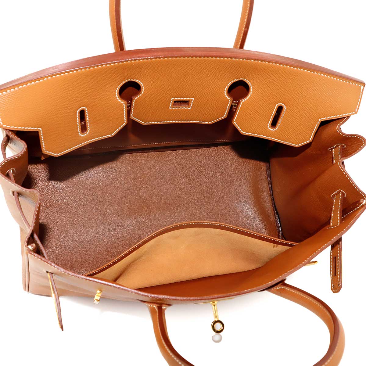 Birkin 35 Couchevel Epsom Gold Brown Hand Bag Vintage Purse