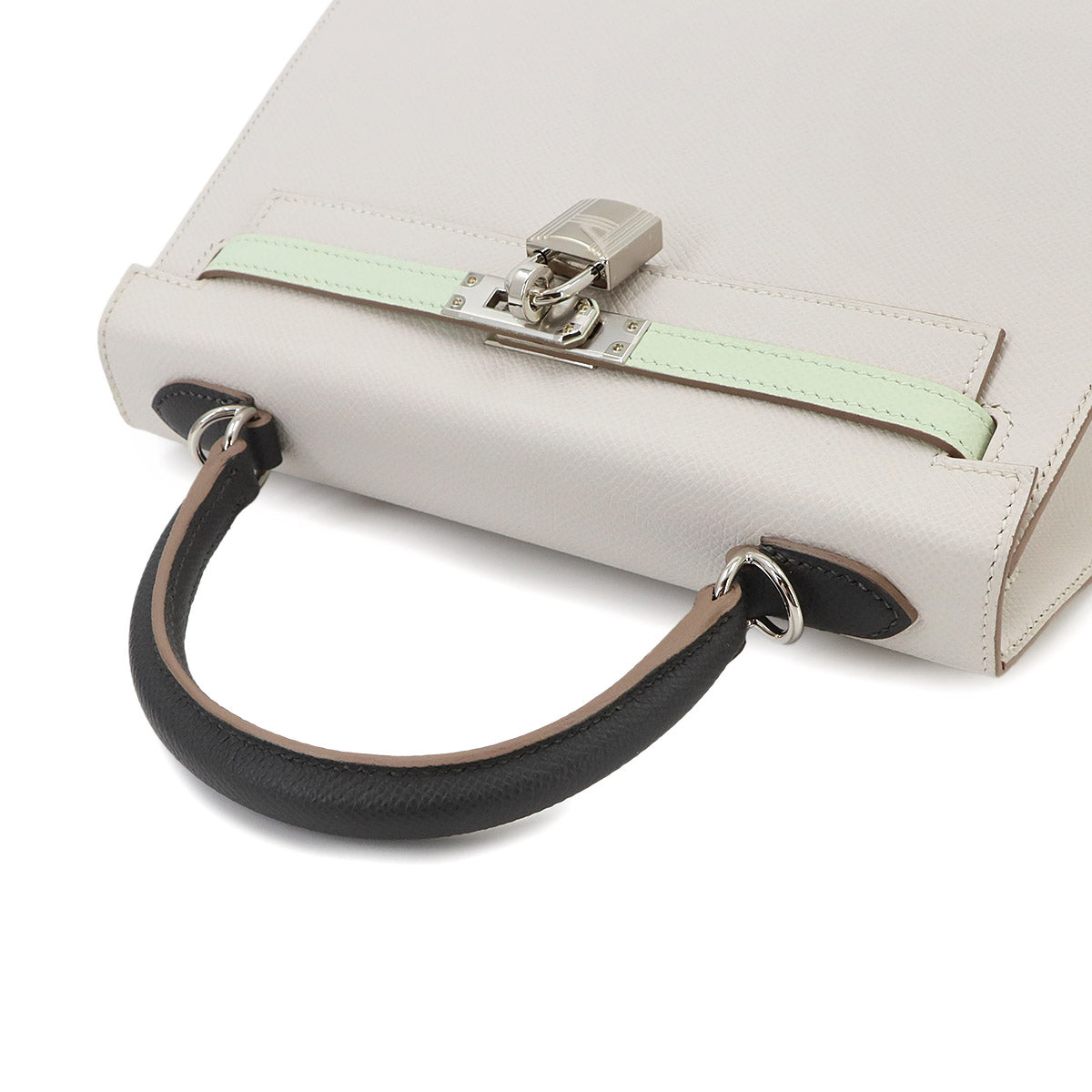 Kelly 25 2way Hand Shoulder Bag Veau Epsom Gris Perle Vert Fizz
