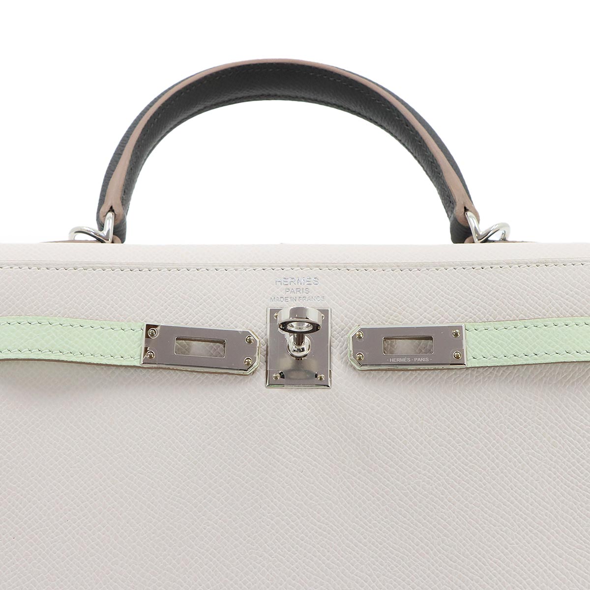 Kelly 25 2way Hand Shoulder Bag Veau Epsom Gris Perle Vert Fizz