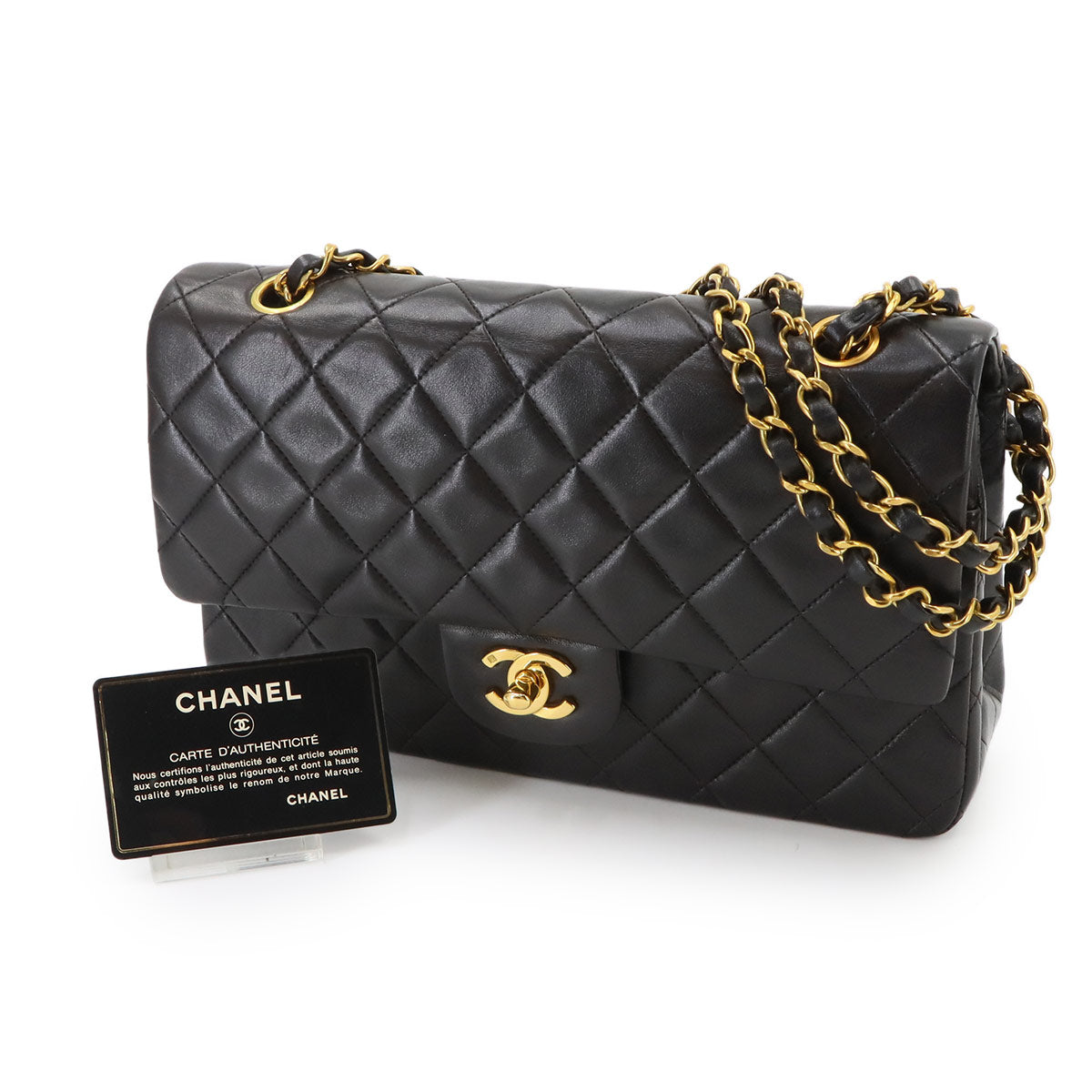 Matelasse 25 Chain Shoulder Bag Leather Black A01112