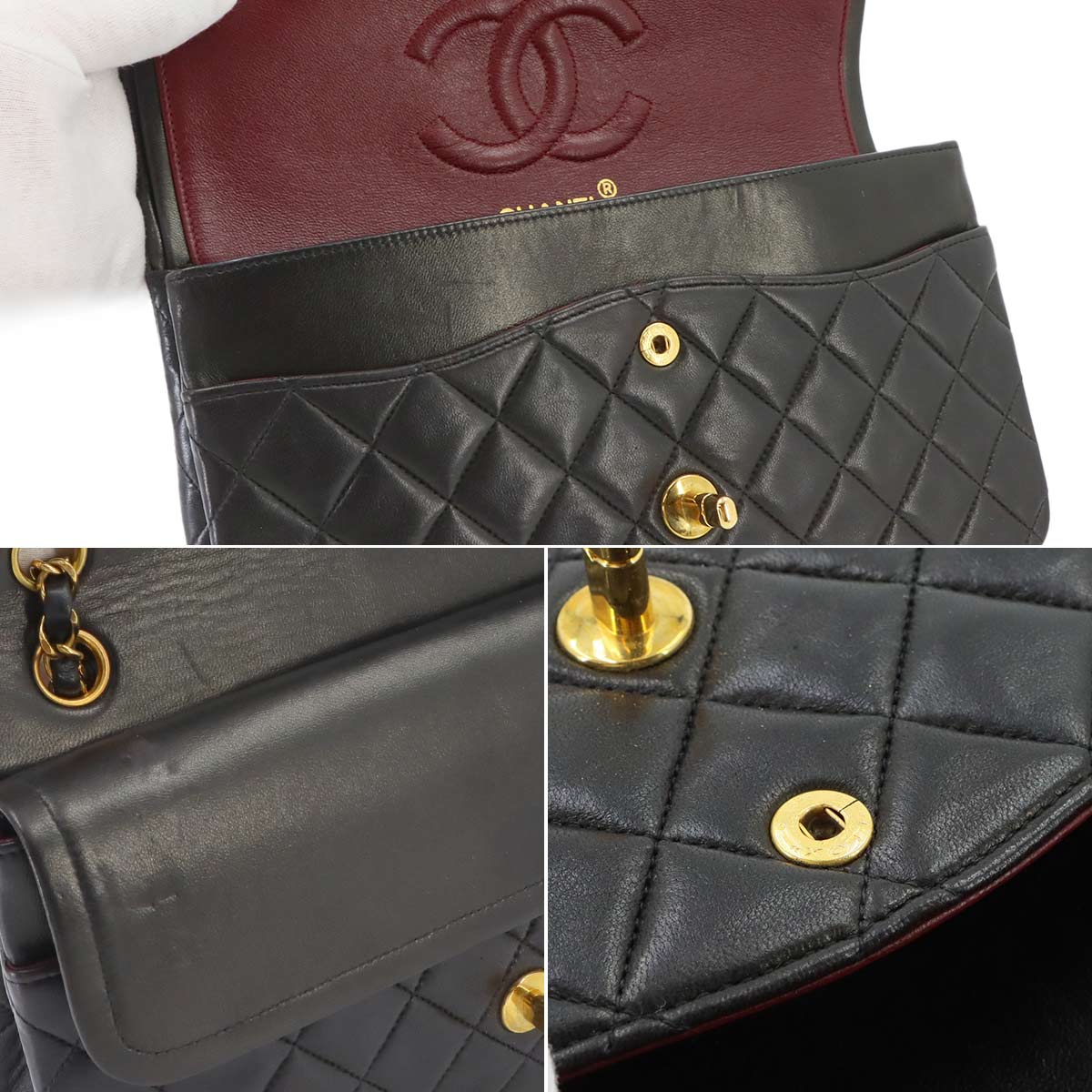 Matelasse 25 Chain Shoulder Bag Leather Black A01112