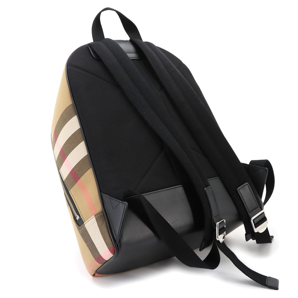 JEFF Check Backpack Canvas Leather Brown 8084550