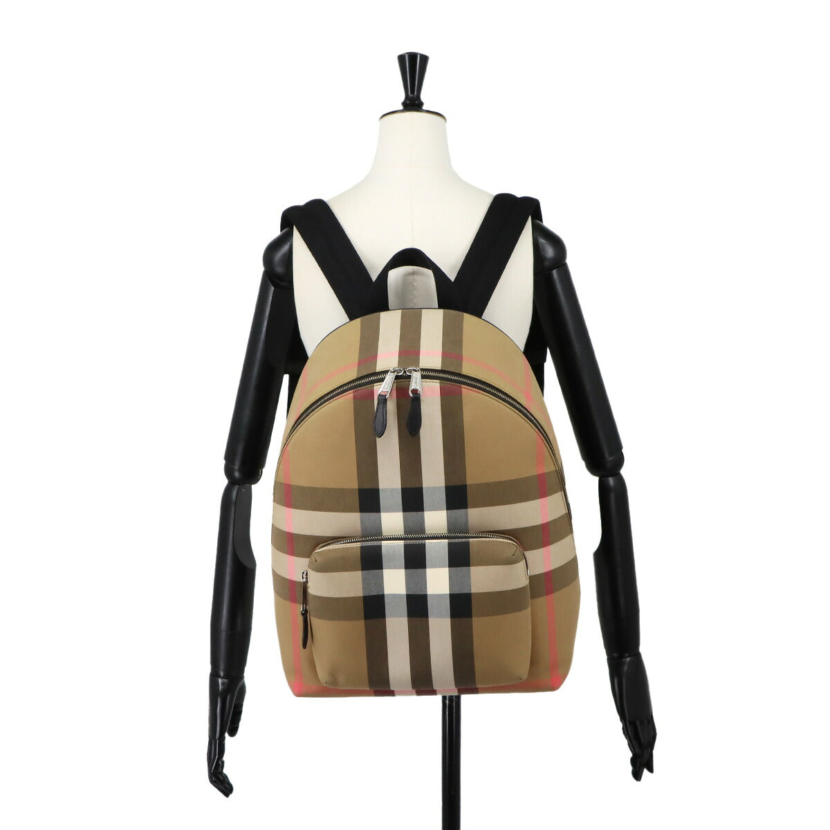 JEFF Check Backpack Canvas Leather Brown 8084550