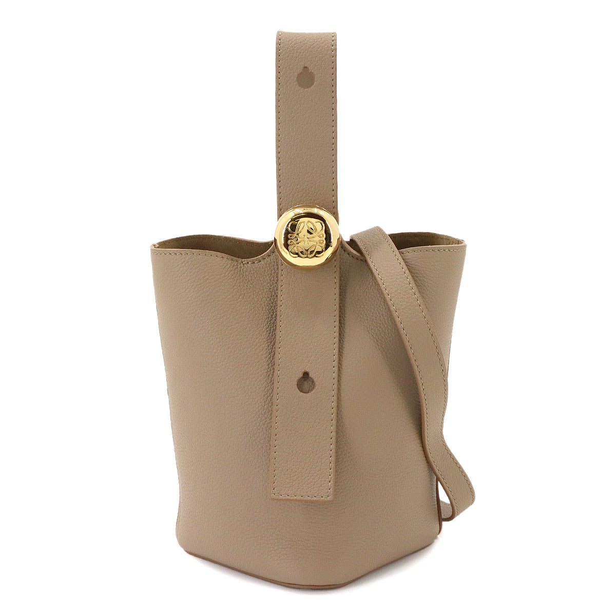 Pebble Bucket Bag Mini Hand Shoulder Bag Leather Sand
