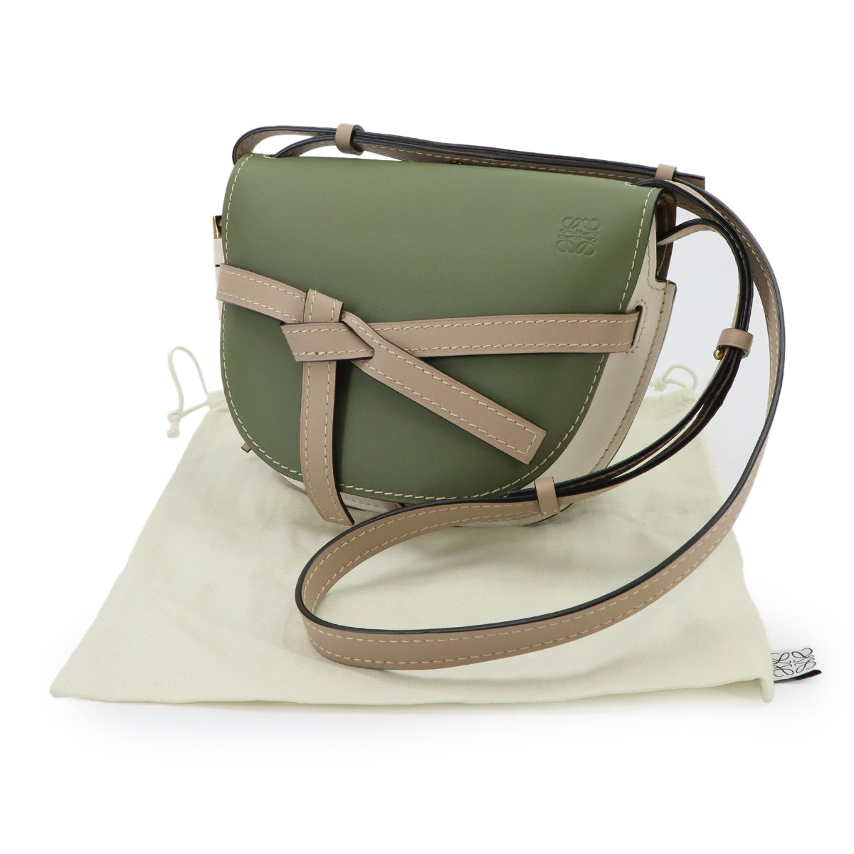 Gate Bag Small Shoulder Bag Leather Green Beige White