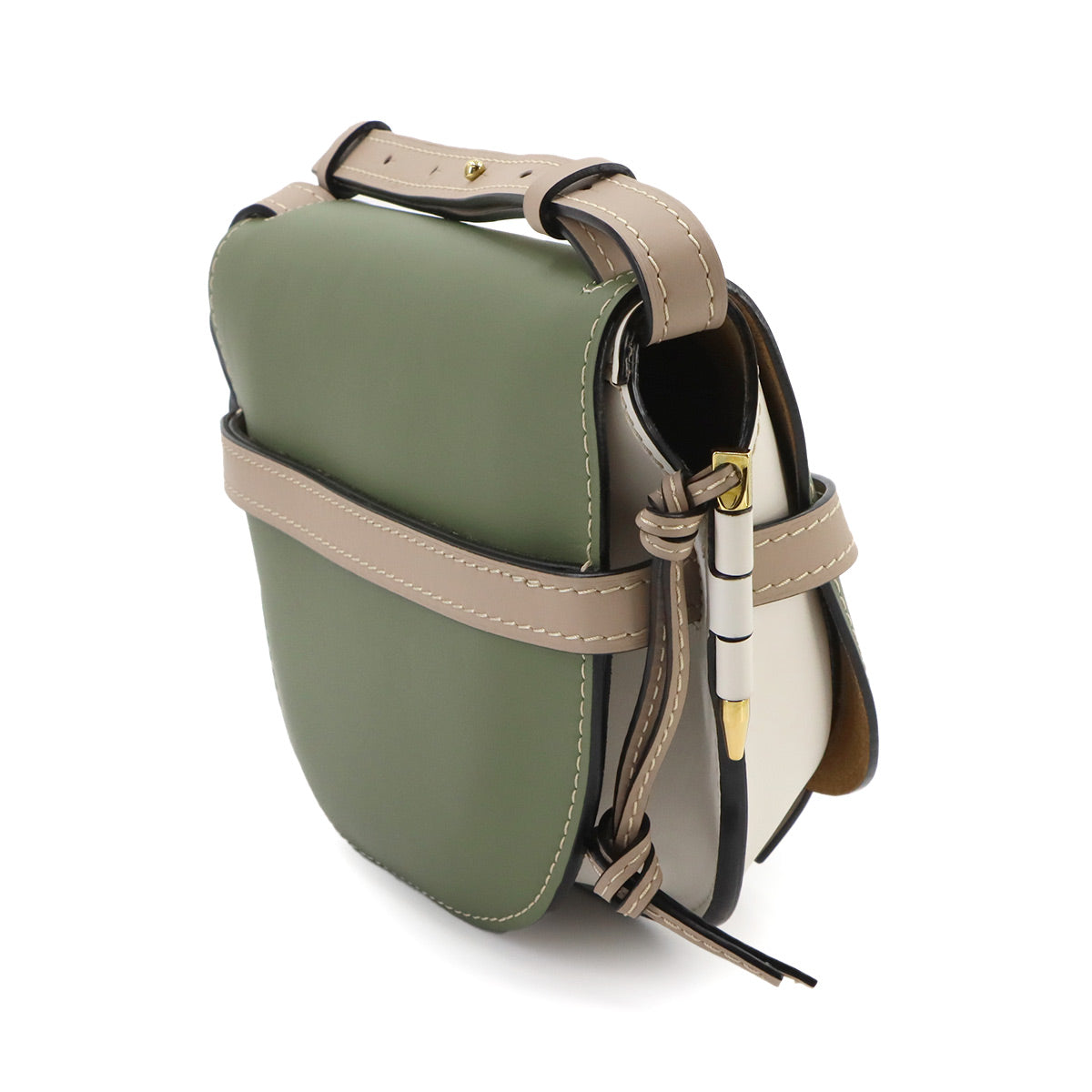 Gate Bag Small Shoulder Bag Leather Green Beige White