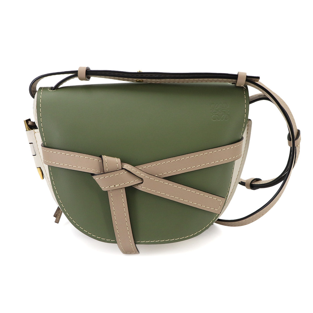 Gate Bag Small Shoulder Bag Leather Green Beige White