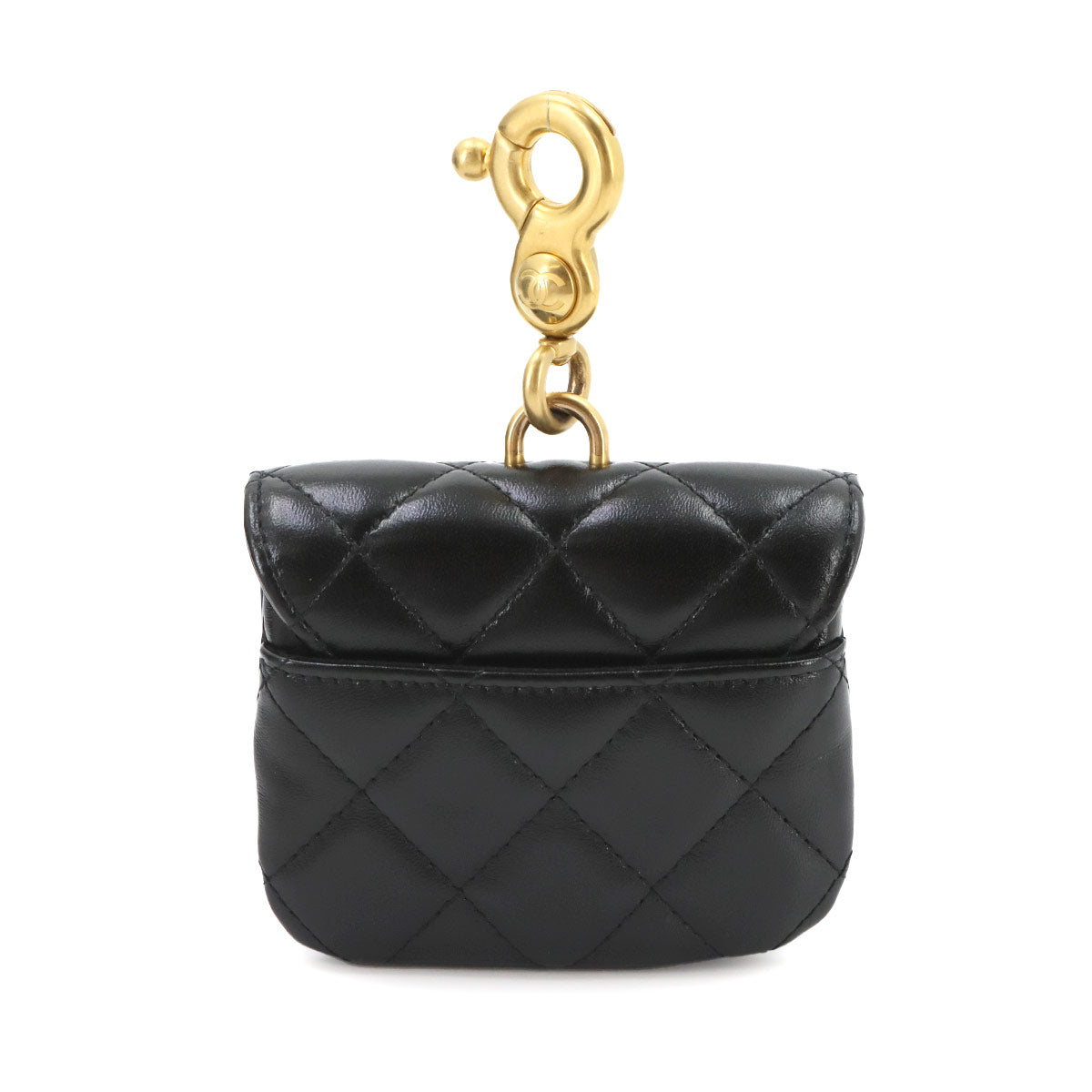 Matelasse Mini Bag Charm Pouch Leather Black Purse