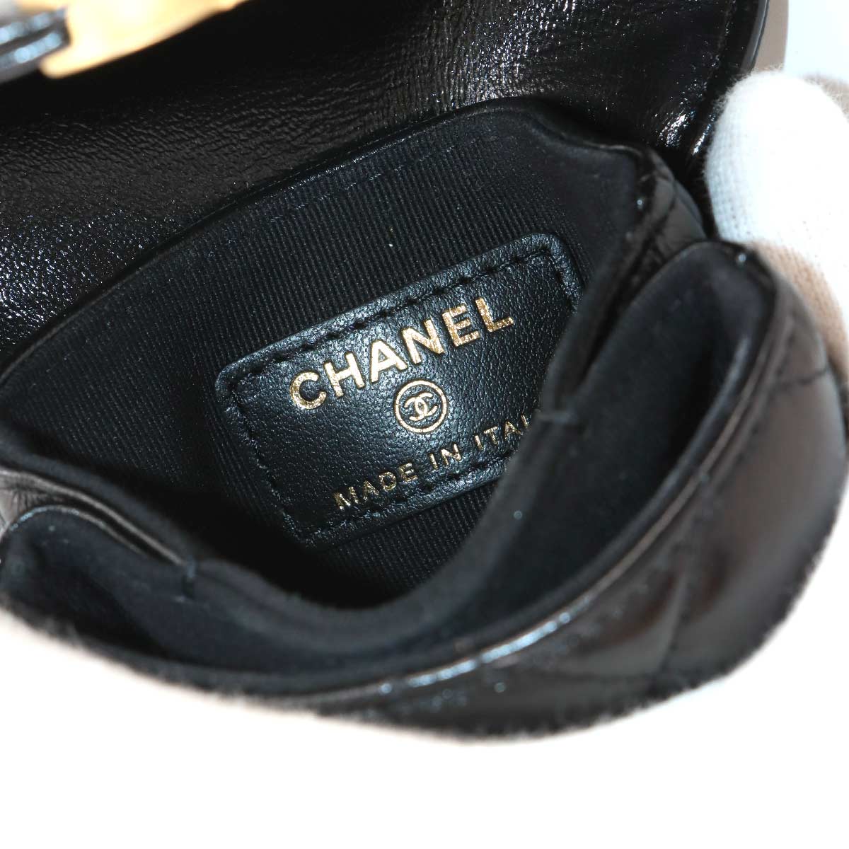 Matelasse Mini Bag Charm Pouch Leather Black Purse