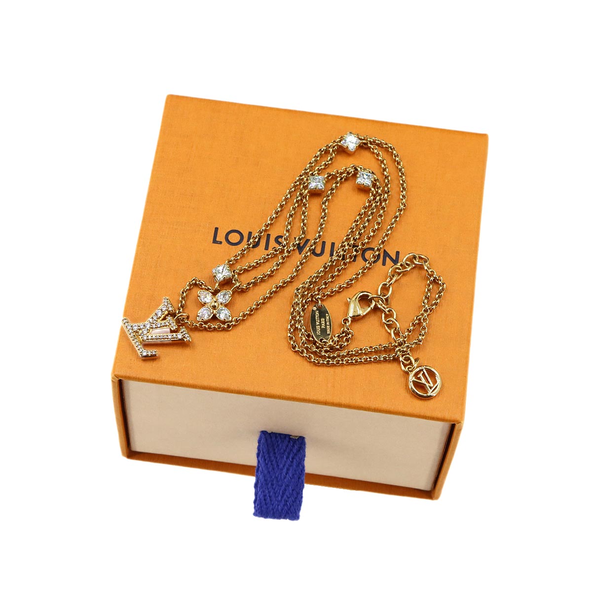 Lady LV Necklace Gold Rhinestone M01845 Accessory