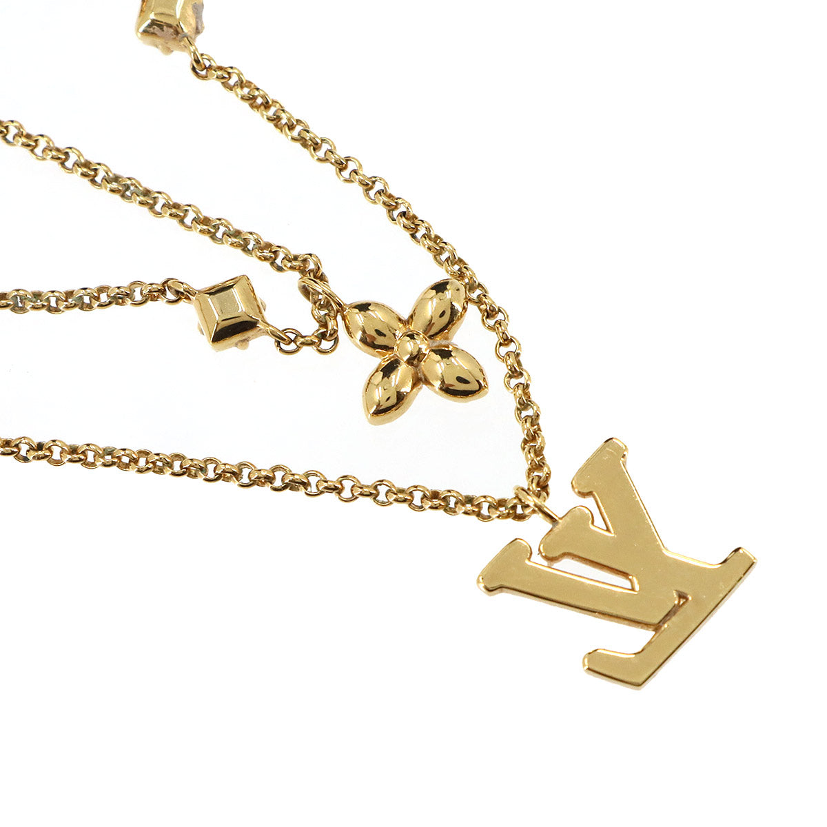 Lady LV Necklace Gold Rhinestone M01845 Accessory