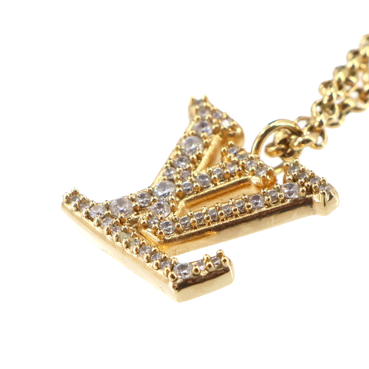 Lady LV Necklace Gold Rhinestone M01845 Accessory