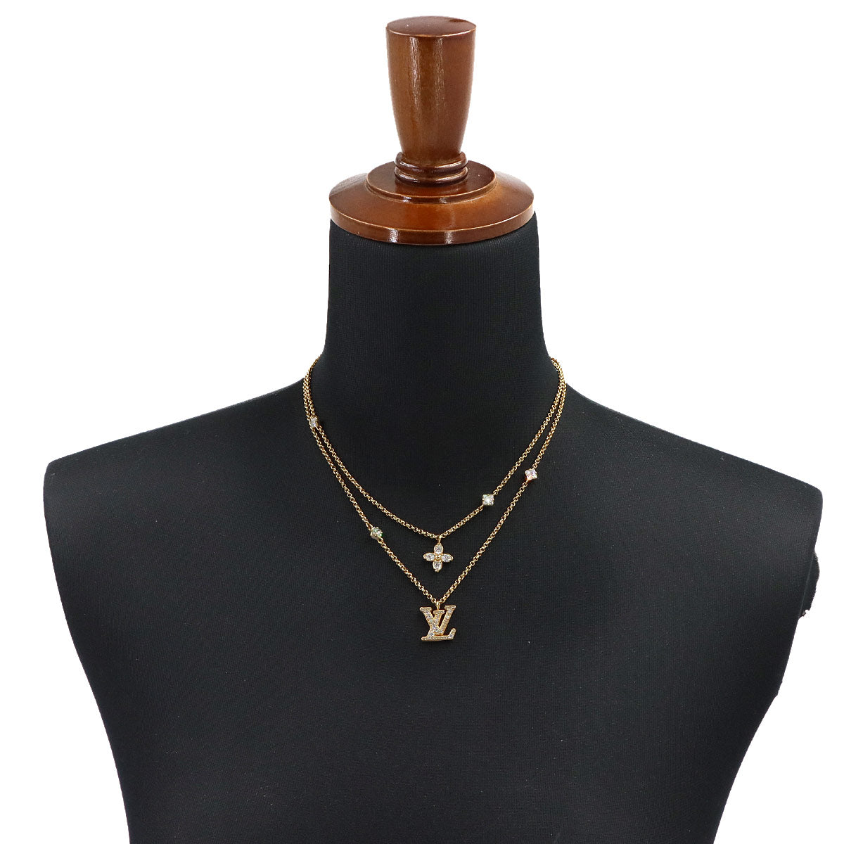 Lady LV Necklace Gold Rhinestone M01845 Accessory