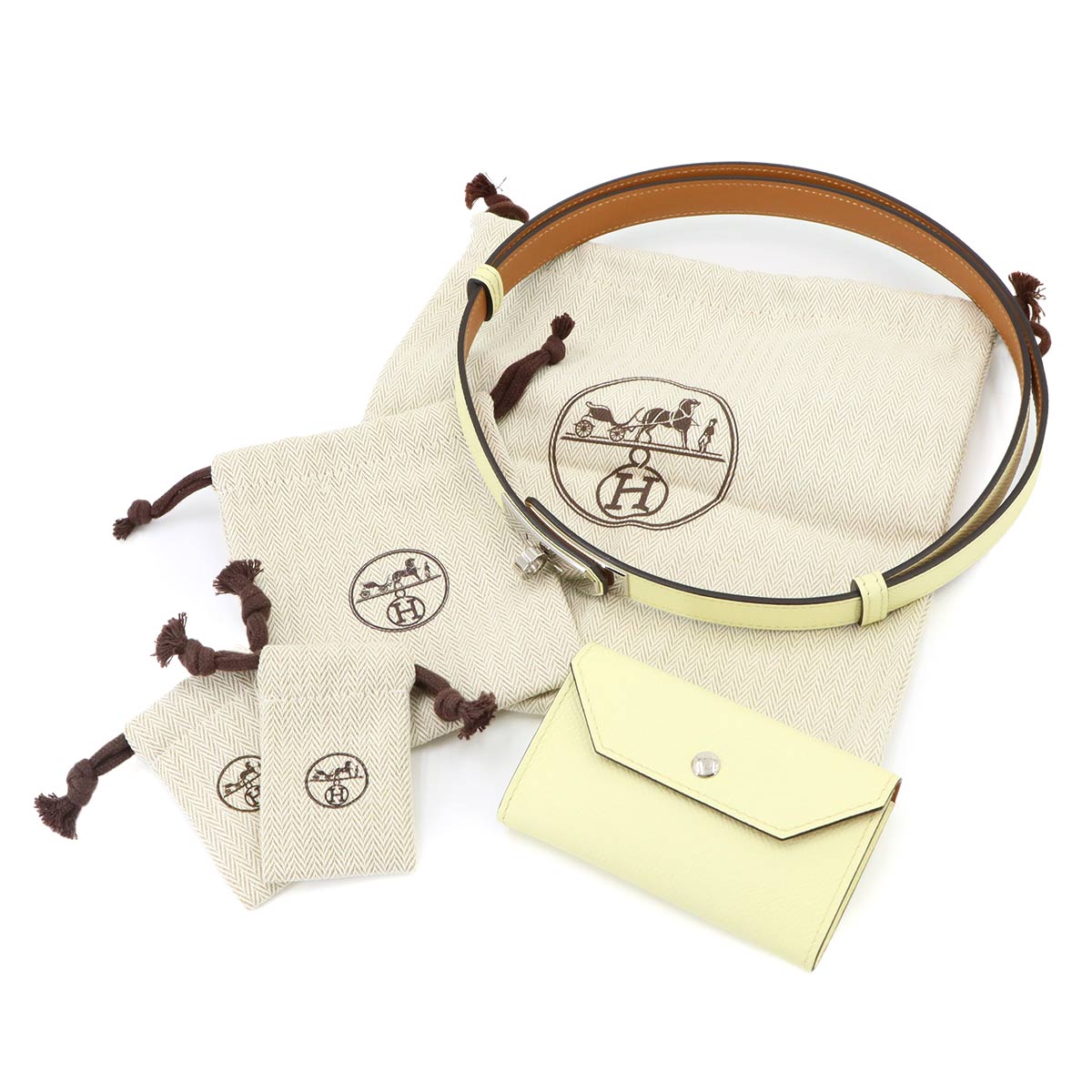 Kelly pocket 18 Belt Waist porch Bag Epsom Jaune Milton