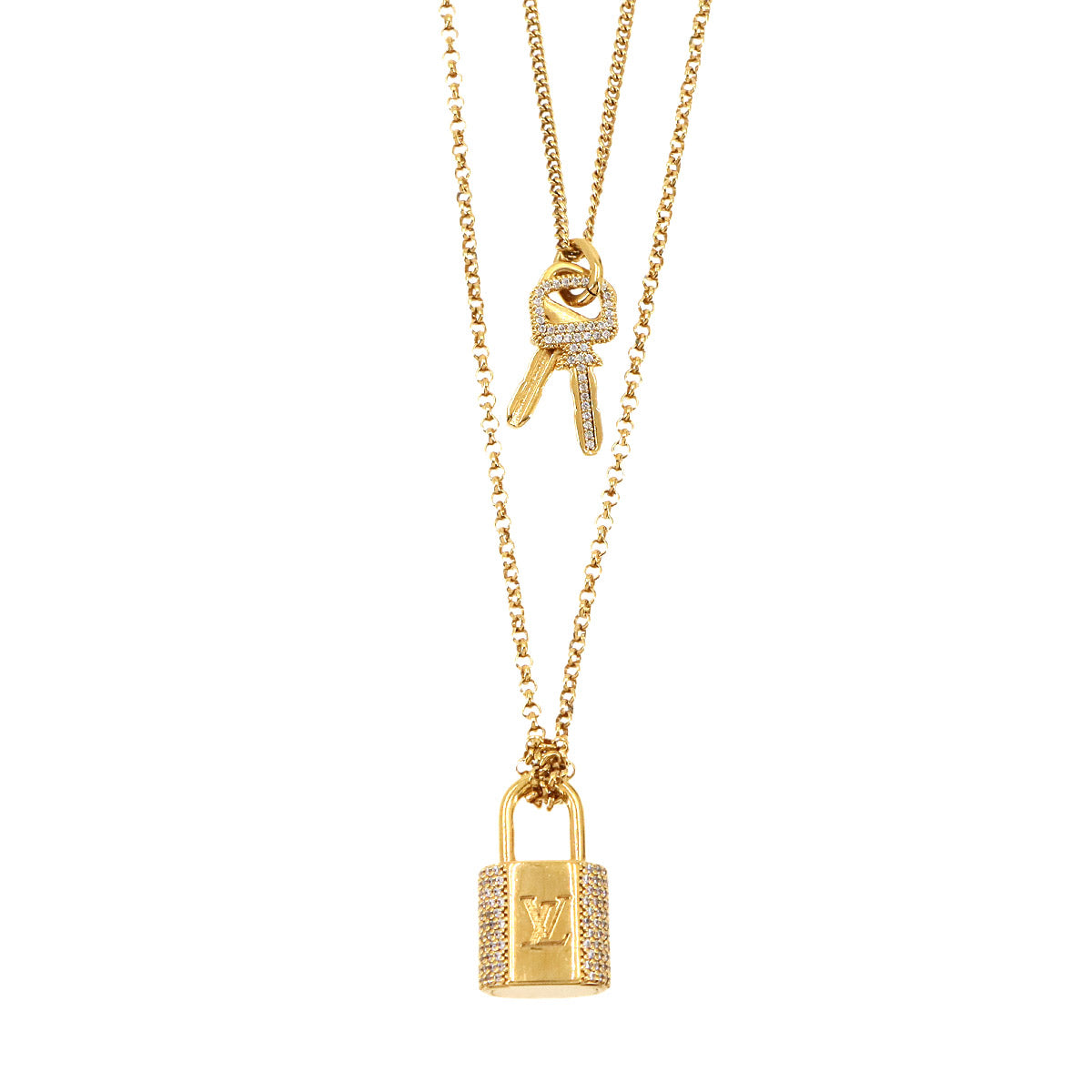 LV Padlock Necklace Gold Rhinestone M01593 Accessory