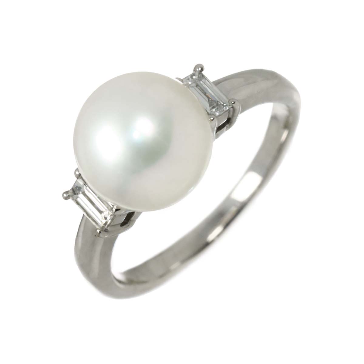 Akoya Pearl 9.0mm Diamond 0.17ct Ring Pt Platinum Size5.25(US)